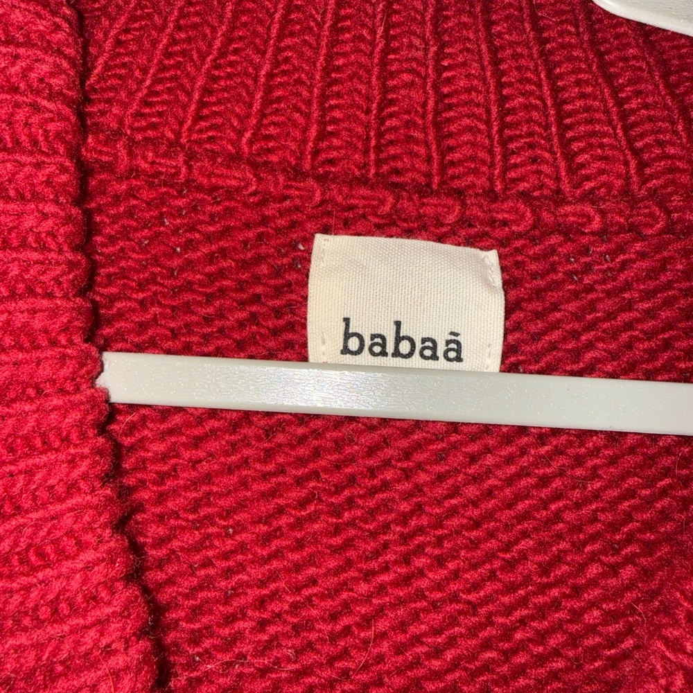 Babaa Red V-Neck Wool Sweater - Picture 5 of 10